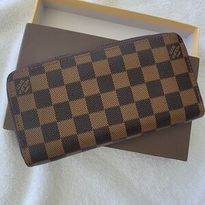 Inspired Large zip around brown checks wallet